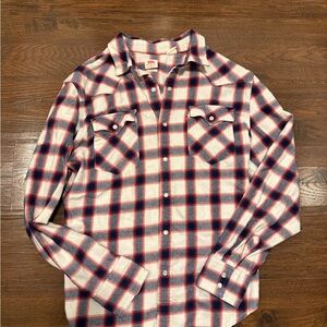 Levi's Red and Blue Plaid Button Up